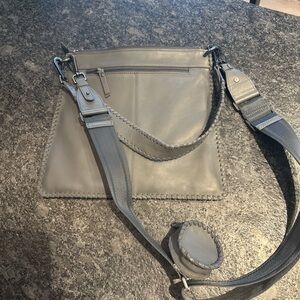 Gray Leather Crossbody Purse
